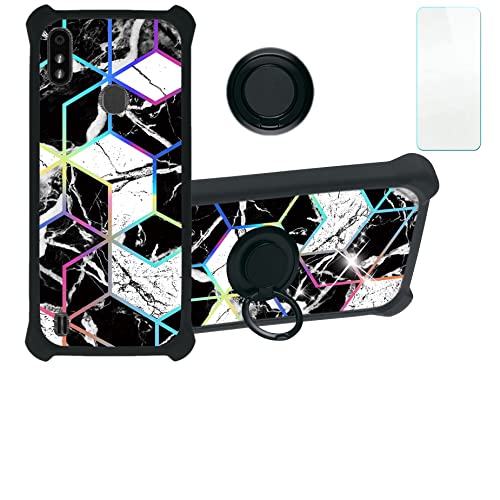 jioeuinly Case for Zte Blade A3 Prime Case Compatible with Zte Blade A3y, Gabb Z2 Phone Case Cover [with Tempered Glass Screen Protector][Hard PC + Soft Silicone][Colorful Reflect Light] IMDH-HS