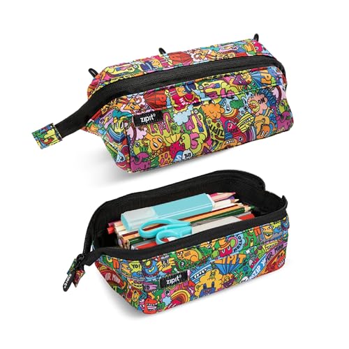 ZIPIT Lenny Pencil Case | Large Capacity Pencil Pouch | Pencil Bag for School, College and Office (Colorful)