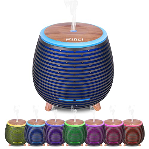 Pinci Essential Oils Diffusers,Aromatherapy Diffuser Cool Mist Humidifier, Aroma Diffuser,Air Humidifier with 7 Colors Lights & 2 Mist Mode Waterless Auto Off for Yoga Spa Office Home | 160ml (Black)