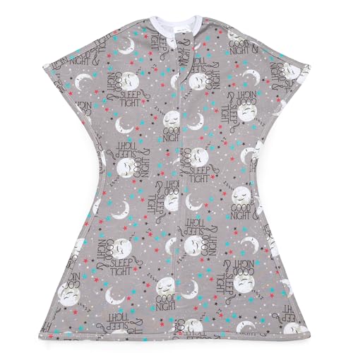 SleepingBaby Zipadee-Zip Transition Swaddle - Cozy Baby Swaddling Blanket with Zipper Convenience, Roomy Baby Wearable Blanket for Easy Diaper Changes - Goodnight Moon, Medium (6-12 Month)
