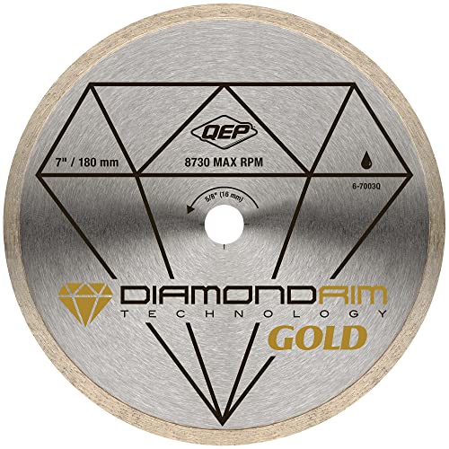 QEP 7' Continuous Rim Premium Diamond Blade for Wet or Dry Cutting of Ceramic, Porcelain, and Marble Tile