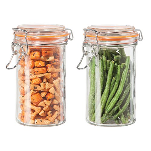 OGGI Set of 2 Glass Canisters with Clamp Lids & Silicone Gaskets- Ideal Pantry Storage and Kitchen Organization, Canisters Sets for the Kitchen, Airtight Food Storage Containers for Bulk Food, 17oz