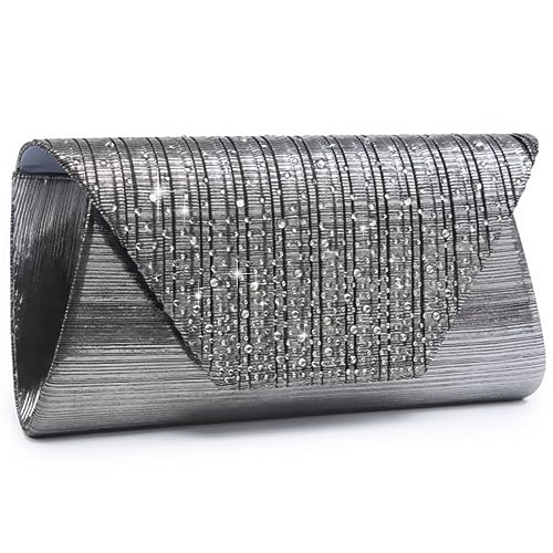 Dasein Women Evening Bags Wedding Purses Handbags Party Clutches Cocktail Prom Clutch with Glitter Rhinestones (Grey)