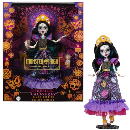 Monster High Doll, Skelita Calaveras Dia De Muertos Collectible with Traditional Sugar Skull & Marigold Details