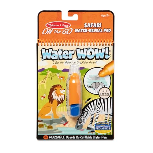 Melissa & Doug On the Go Water Wow! Reusable Water-Reveal Activity Pad - Safari - , Water Wow Books, Stocking Stuffers, Arts And Crafts Toys For Kids Ages 3+