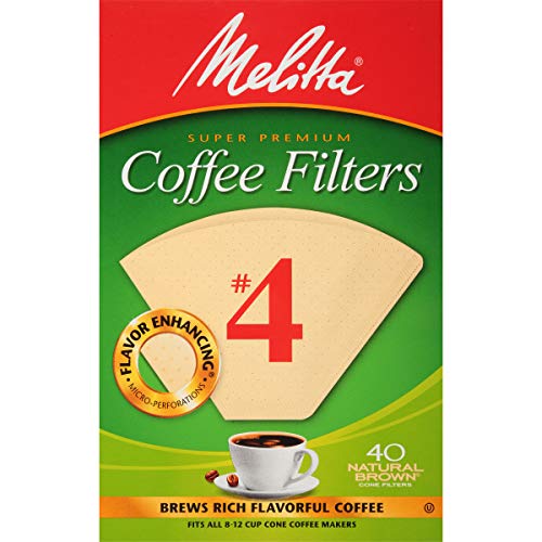 Melitta #4 Cone Coffee Filters, Natural Brown, 40 Count