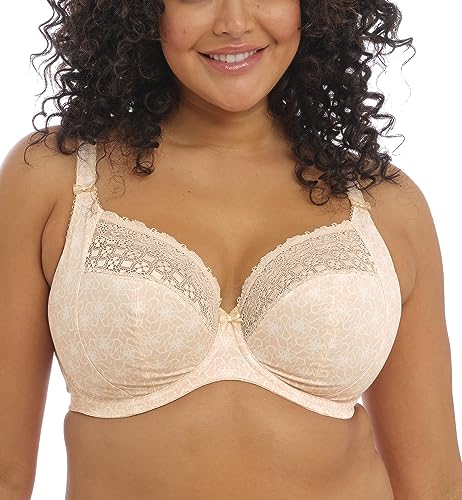 Elomi Kim Banded Stretch Lace Plunge Underwire Bra (4340),36H,Caramel
