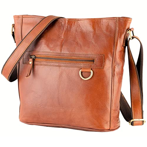 Genuine Leather Shoulder Crossbody Bags for Women Trendy, Adjustable Strap Large Crossbody Saddle Bag, Travel Handbag, Women's Leather Purses and Handbags, Brown Cross body Purse Phone Wallet
