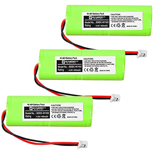 Synergy Digital Dog Collar Batteries, Compatible with Dogtra 1902NCP Dog Collar, (Ni-MH, 4.8V, 400 mAh), Replacement for Dogtra 28AAAM4SMX Battery, Combo-Pack Includes: 3 x SDDC-H1102 Batteries