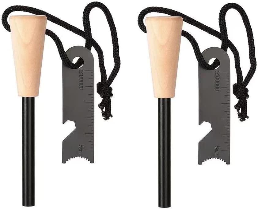 2 Pack Fire Starter Survival Tool, Flint and Steel with Ferro Rods Fire Starters for Campfires,Fire Steel with Paracord and Whistle for Camping, Hiking, Hunting, Emergency Rescue