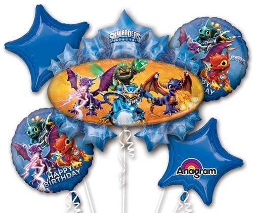 Five Balloon Skylanders Birthday Bouquet Balloons
