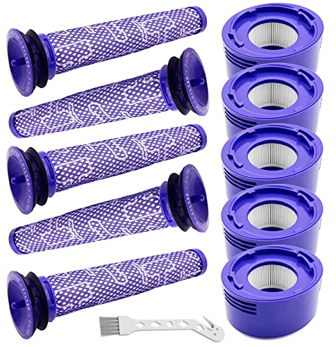 10 Pack Vacuum Filters Replacement Compatible with Dyson V8,V7 Animal and V8 Absolute Cordless Vacuum, Filter Replcament Replaces Part Part # 965661-01 & 967478-01, 5 Pre-Filters, 5 Post-Filters