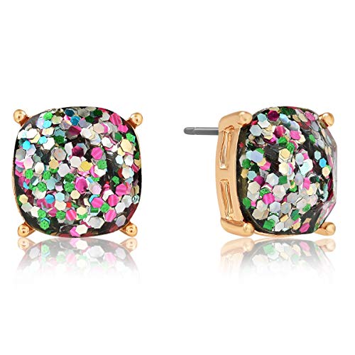 Large Stud Earrings for Women - Big Stud Earrings for Women, Confetti Earrings Glitter Studs, Square Confetti Stud Earrings Sparkle Earrings, Colorful Earrings for Women, Multicolor Earrings for Women