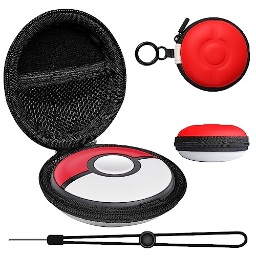 PKBD Carrying Case for Pokemon Go Plus + 2023, Protective Hard Portable Travel Carry Case with Hand Strap, Small Circular Storage Cases for Pokemon Go Plus Plus, Red, Redwhite, Case