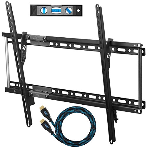 Cheetah APTMM2B TV Wall Mount for 20-70' TVs up to VESA 600 and 165lbs, fits 16” and 24” Wall Studs, Includes a 10' Twisted Veins HDMI Cable and a 6' 3-Axis Magnetic Bubble Level – Samsung Version