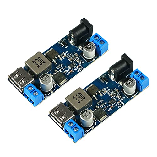 DC 6V 9V 12V 24V to DC 5V 5A Buck Converter Module, 9-36V Step Down to USB 5V Transformer Dual Output Voltage Regulator Board [2 Pack]