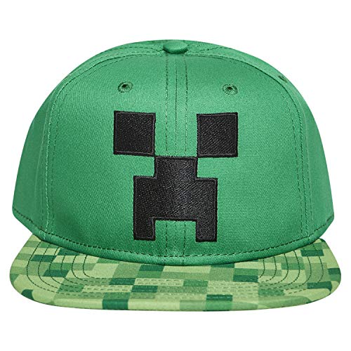 Boys Minecraft Creeper Face Hat - Black and Green Minecraft Youth Snap Back Hat (Minecraft)