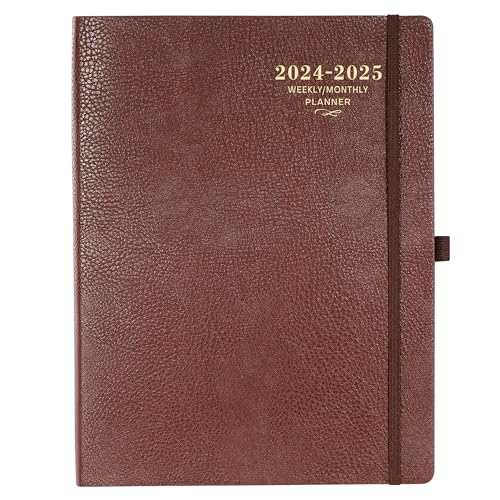 2024-2025 Planner - Weekly Monthly Planner 2024-2025, JUL 2024 - JUN 2025, 8.5' x 11', Leather Cover Planner 2024-2025 with Thick Paper, Back Pocket with Notes Pages - Brown