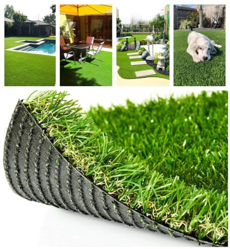 Petgrow Deluxe Realistic Artificial Grass Turf 3.3FTX5FT, 70 oz Face Weight /Drainage Holes / Rubber Backing, Indoor Outdoor Pet Faux Synthetic Grass Astro Rug Carpet for Garden Backyard Patio Balcony