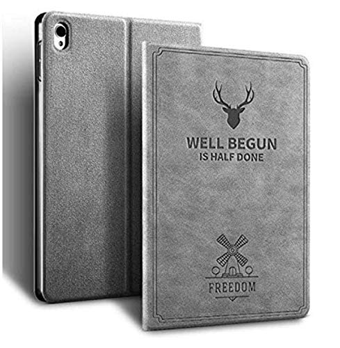 iPad Pro 11 case 2018 Release, Deer Pattern Book Notebook Style Light Weight Smart Shell auto Sleep/Wake with Stand Folio PU Leather Hard Cover Case for iPad pro 11' (Gray)