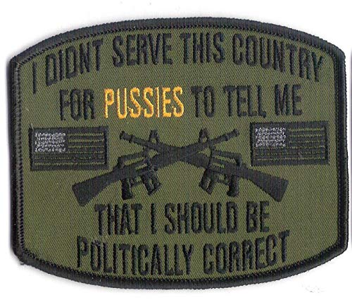 Bayonet Design - Politically Correct Novelty Embroidered US Veteran Patch - Intended for US Military Veterans - Wax Backing - Red White and Blue - Size 4 1/4 X 3 1/2 inch