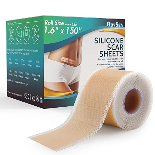 Professional Silicone Scar Sheets (Scar Tape - 150') Scars Treatment - Reusable Silicone Scar Strips Type for Keloid, C-Section, Surgery, Burn, Acne et
