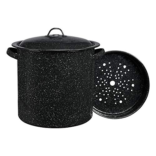 Granite Ware 15.5 Qt Steamer, with Lid and Insert. Enameled steel perfect for seafood, soups or sauces.