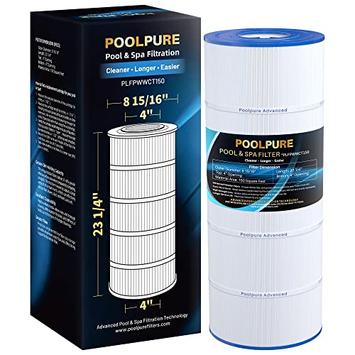 POOLPURE PLFPWWCT150 Pool Filter Replaces PWWCT150, Ultral-B3, Clearwater II ProClean 150, 817-0150N, Unicel 8414, Filbur FC-1287, SD-00210, 150 Sq.ft Filter Cartridge 1PACK