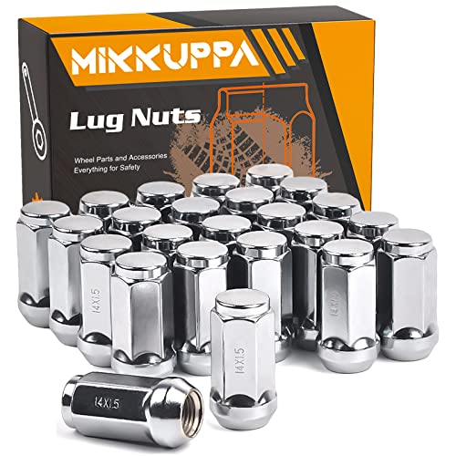 MIKKUPPA M14x1.5 Lug Nuts, Replacement for Silverado, Ford, GMC Aftermarket Wheel - 24pcs Chrome Closed End Bulge Acorn Lug Nuts