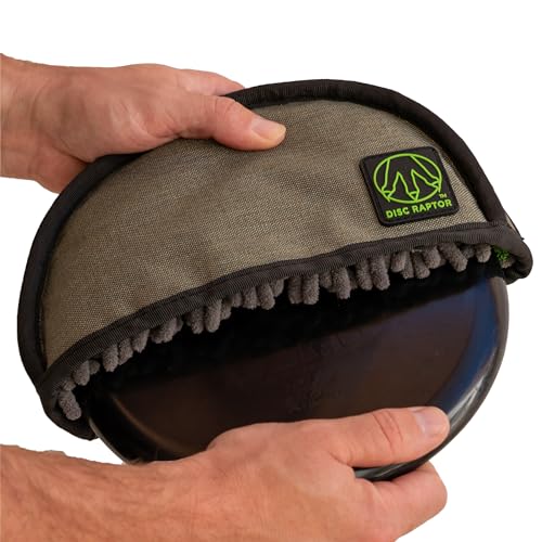 Disc Raptor - The Original Disc Golf Cleaning Tool with Microfiber & Turf | Flying Disc Golf Towel Accessories & Equipment | Patented Design (Mercury Moss-Gray)