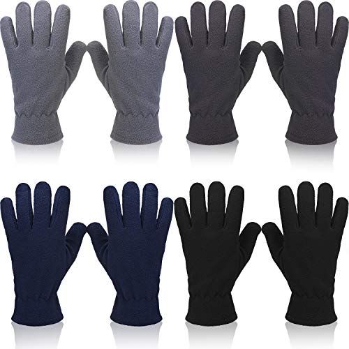 SATINIOR 4 Pairs Winter Soft Gloves Ski Warm Mittens Thermal Fleece Glove for Men Women, Multicoloured, M