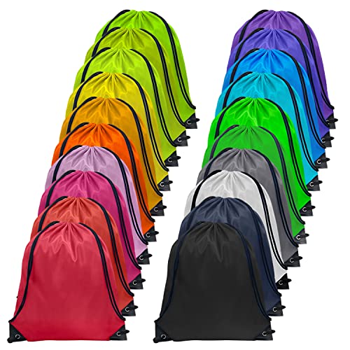 GoodtoU Drawstring Bags Bulk, 40 Pcs Draw String Bags Nylon Cinch Bags Gym Drawstring Backpack String Bag Backpack, 20 Colors