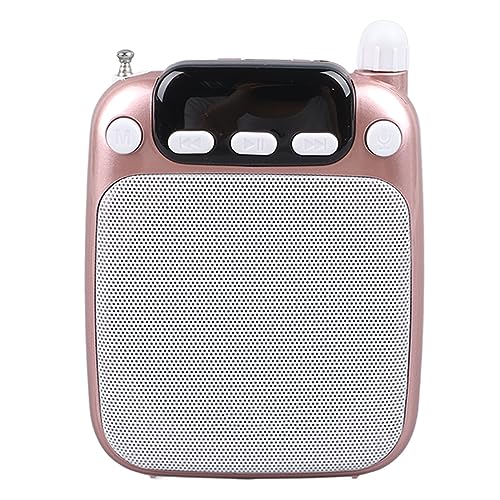 Portable Voice Amplifier, Rechargeable Multifunction Voice Amplifier Recording 10W Function for Teacher (Rose Gold)