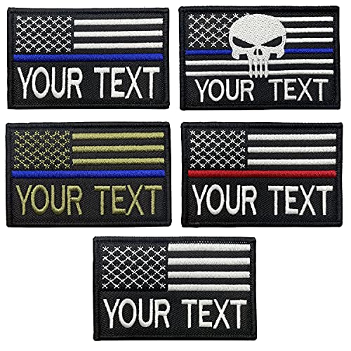 Customizable Tactical Military Name Patch,American Flag Patch with Your Text, Embroidered, Hook and Loop, Military and Tactical Accessory for Clothing-Jackets-Hats-Backpacks