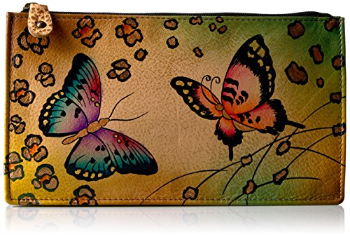 Anna by Anuschka Women's Hand Painted Genuine Leather Organizer Wallet - Animal Butterfly