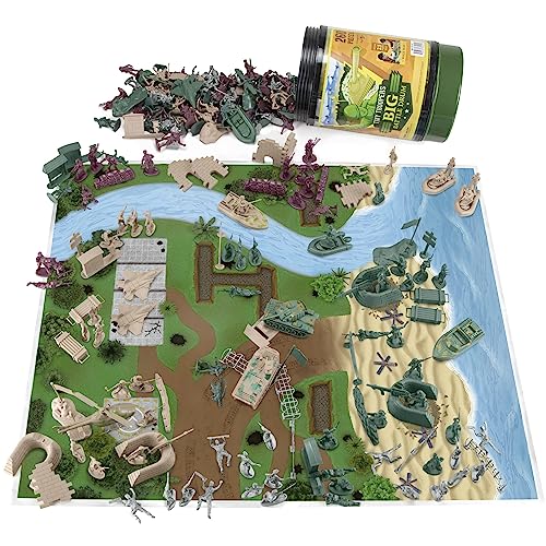 Imagination Generation Army Men Big Battle Playset Deluxe Army Toys and Green Army Men - Set Includes Tan and Green Army Men, Tanks, Jets, Walls, Helis, Battlefield Mat and More (260 pcs)