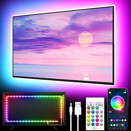 GIPOYENT LED Lights for TV, 16.4FT LED TV Backlight, for 45-75 Inch TV, Music Sync LED TV Light with Bluetooth Function - RGB Color Changing Light Strip for Home Theater (16.4ft)