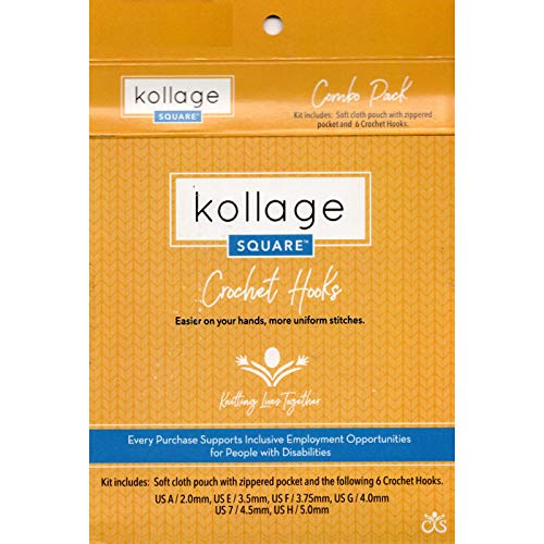 Kollage Square Pointed Crochet Hooks Combo Pack, 6 Sizes, US A-H