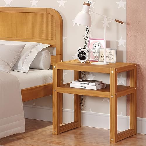 P'Kolino Multiplo Night Stand Side Table - FSC Certified Solid Pine Wood - Natural