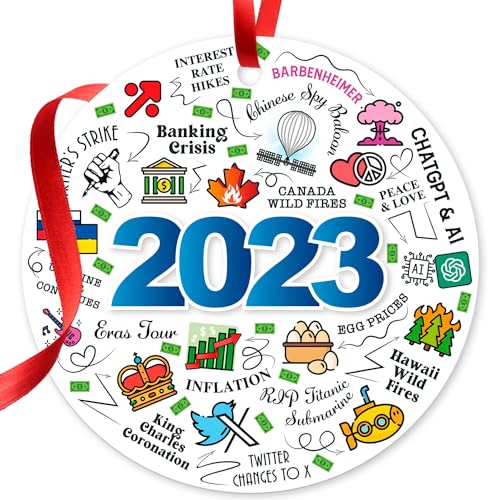 2023 Christmas Ornament, Christmas Tree Ornaments, Holiday Decor for Xmas Tree, Velvet Gift Pouch and Ribbon Included, Large 3.75' Round Metal Ornament, Soul Décor,