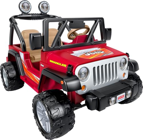 Power Wheels Jeep Wrangler Ride-On Battery Powered Vehicle with Charger & Storage Area for Preschool Kids Ages 3+ Years, Seats 2, Red