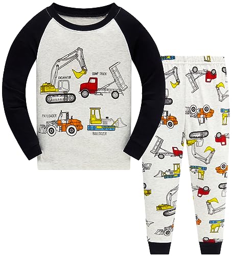 Boys Pajamas for Toddler Clothes Set Excavator Sleepwear Long Sleeve 100% Cotton 2 Piece Kids Pjs Size 3t