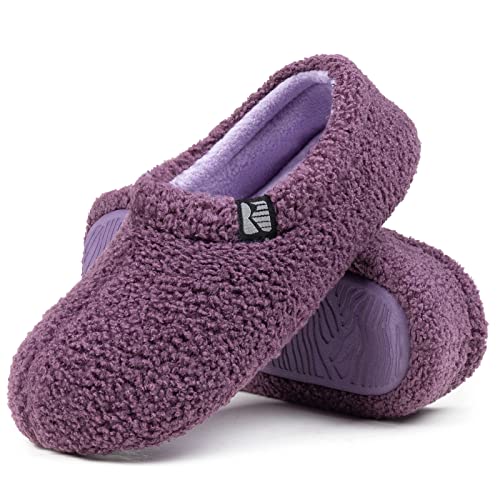 RockDove Women's Teddy Fleece Closed Back Indoor Slipper, Size 7-8 US Women, Violet