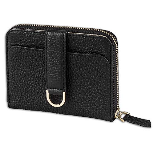 Vaultskin BELGRAVIA Womens Small Luxury Leather Wallet for Ladies Mini Purse for Cash and Cards (Midnight Black)