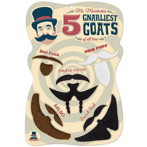 Mr. Moustachio Five Gnarliest Goats of All Time, Fake Goatee Costume Party Assortment