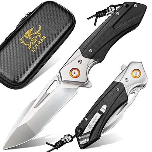 LOTHAR LICH KING Pocket Knife, 3.5 Inch D2 Steel Folding Knife with Clip, G10 Handle, Razor Utility Knife, Flipper Assisted Opening, Exotic Touch EDC Knife, Gifts Pocket Knife for Men Women