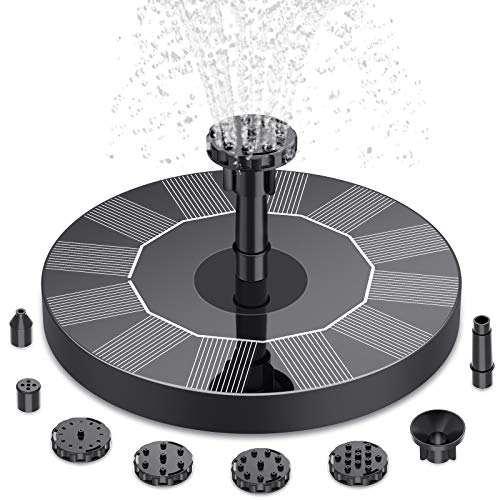 AISITIN Solar Bird Bath Fountain with 6 Nozzles, Solar Fountain Pump for Bird Bath with Brackets, Solar Powered Floating Water Fountain Pump for Bird Bath, Ponds, Garden, Fish Tank and Outdoor