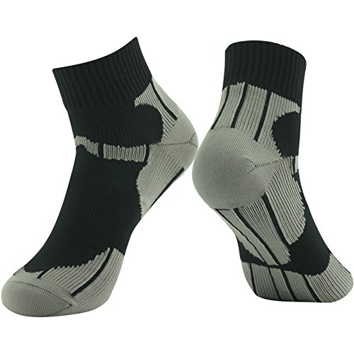 Ankle Socks, Waterproof Socks, [SGS Certified]RANDY SUN Unisex Soft Comfortable Cycling Socks For Outdoor Activities Black & Gray Medium