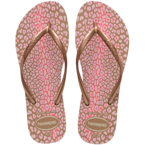 Havaianas Women's Slim Animals Flip Flop Sandal, Rose Gold/Metallic Rose Gold, 7-8