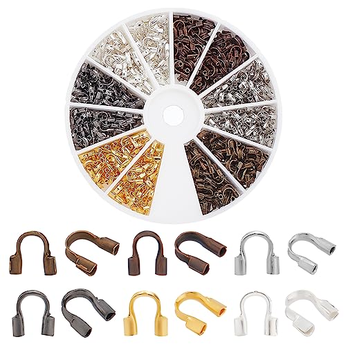 PH PandaHall 540 Pcs 6 Colors Brass Wire Guardian Wire Cable Protector U Shape Wire Guard Loops for Earring Bracelet Jewelry DIY Crafts Making